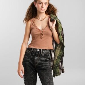 Gilded Intent womens crotchet Henley tank top size small NWT